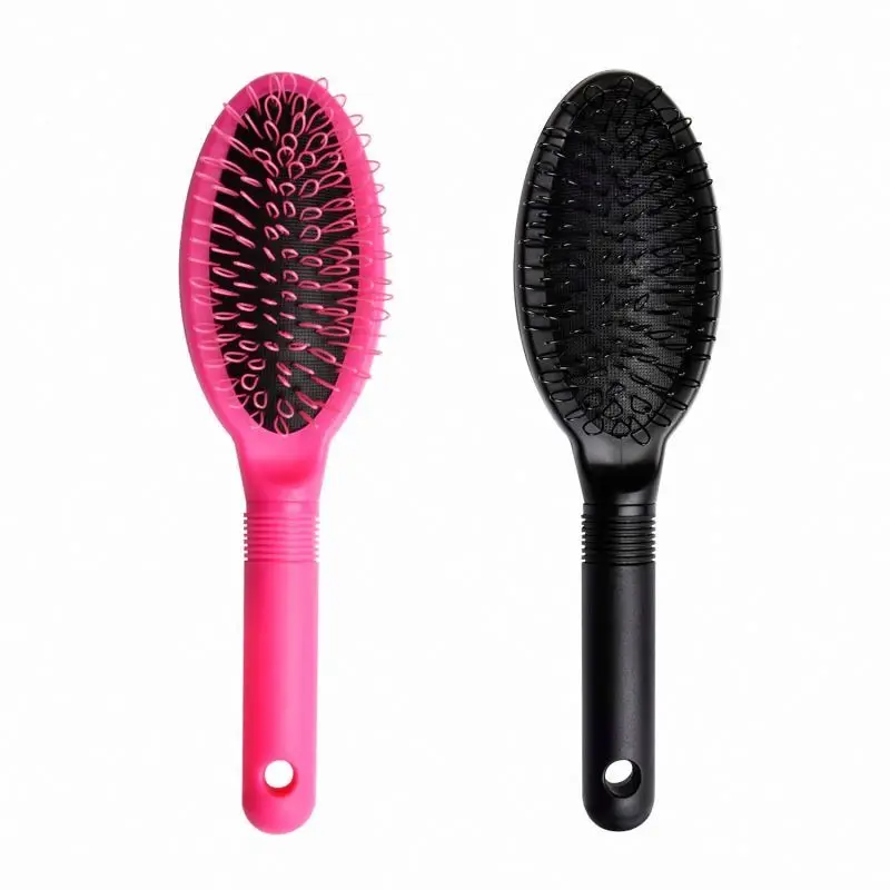 

Custom Logo Pink Balck White Loop Brushes Professional Promotional Plastic Hairbrush Customized Anti Static Brush For Extensions