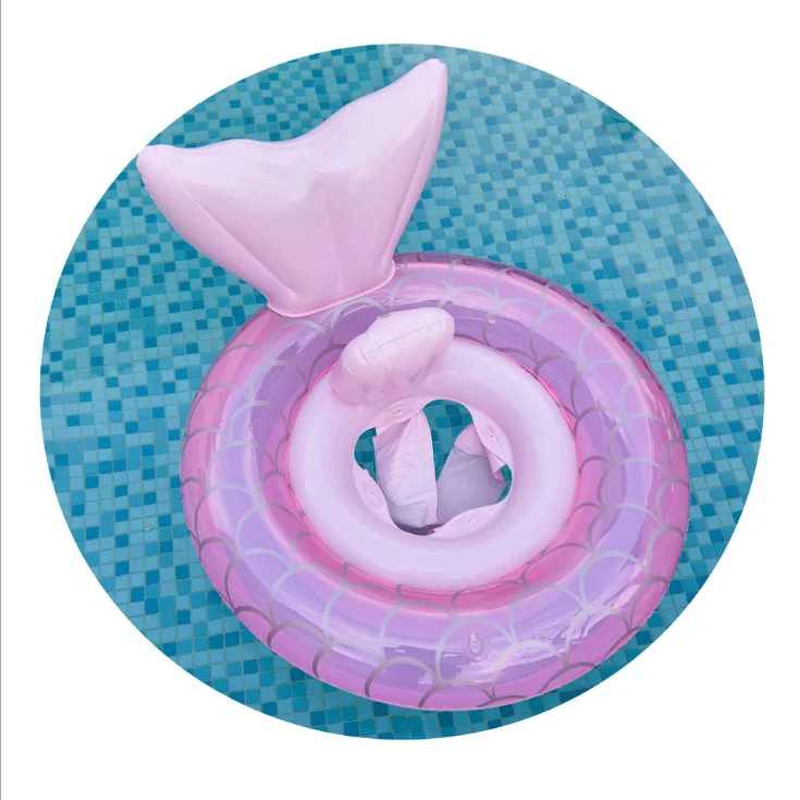 

Thickened Pink Mermaid Ring With Fork Children's Mermaid Swimming Ring and Infant Sitting Ring, As pic