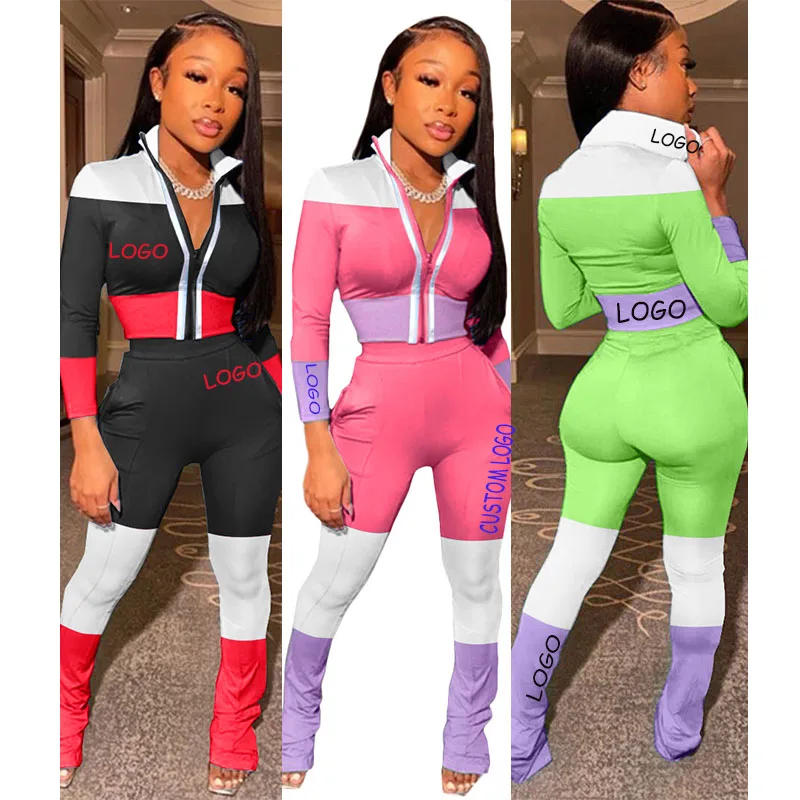 

Free Shipping new arrivals stacked pants legging women sweat pants with Zipper tops, Multi color optional