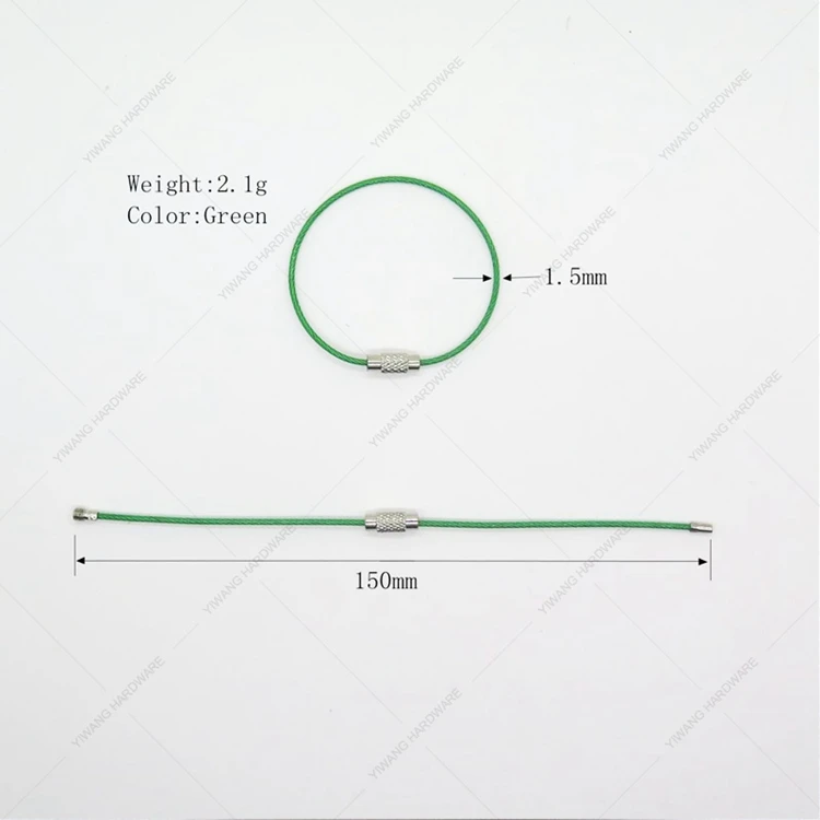 
YIWANG Green 150MM Cable Key Ring Wire Rope 