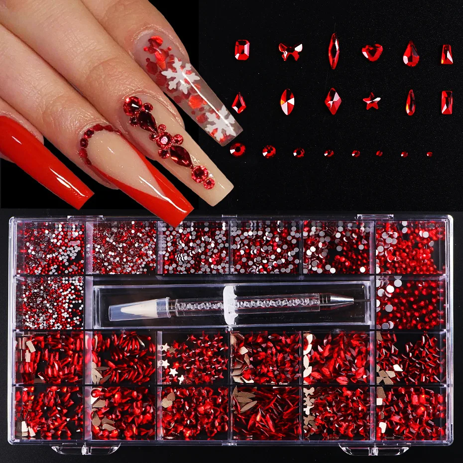 

2021 New Designs Nail Salon Supplies DIY 3D Nail Art Charms Flatback Rhinestone For Nail Arts Decoration, Mix color