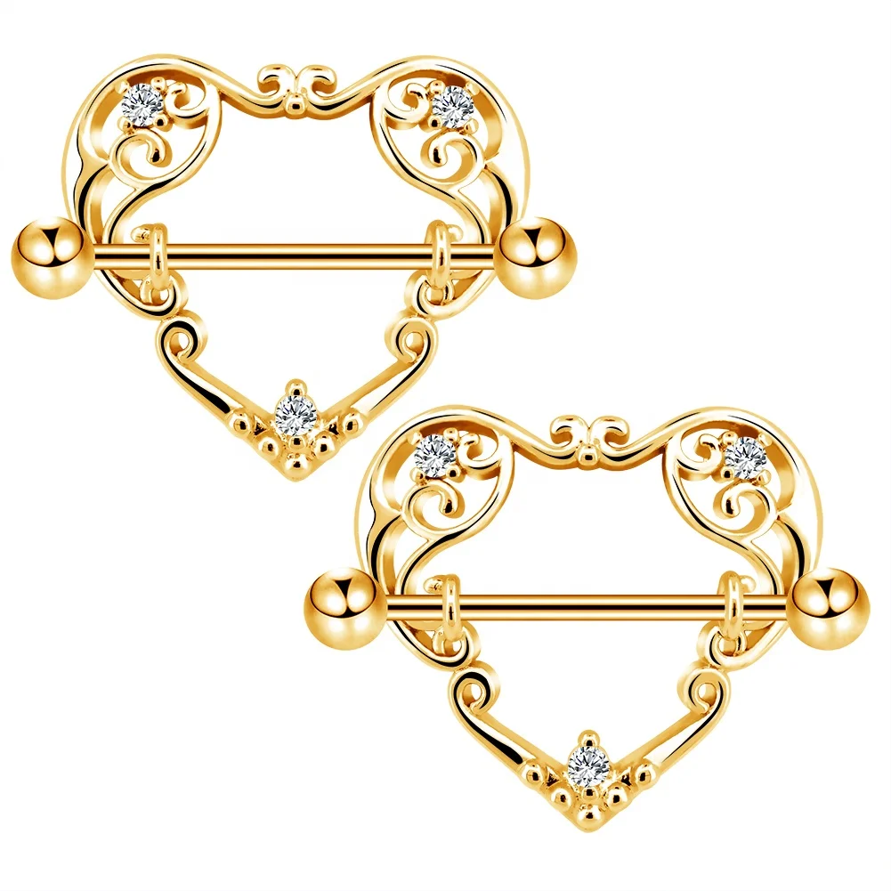 

Toposh 14G Heart Shape Nipple Shield Nipple Bar Piercing Jewelry