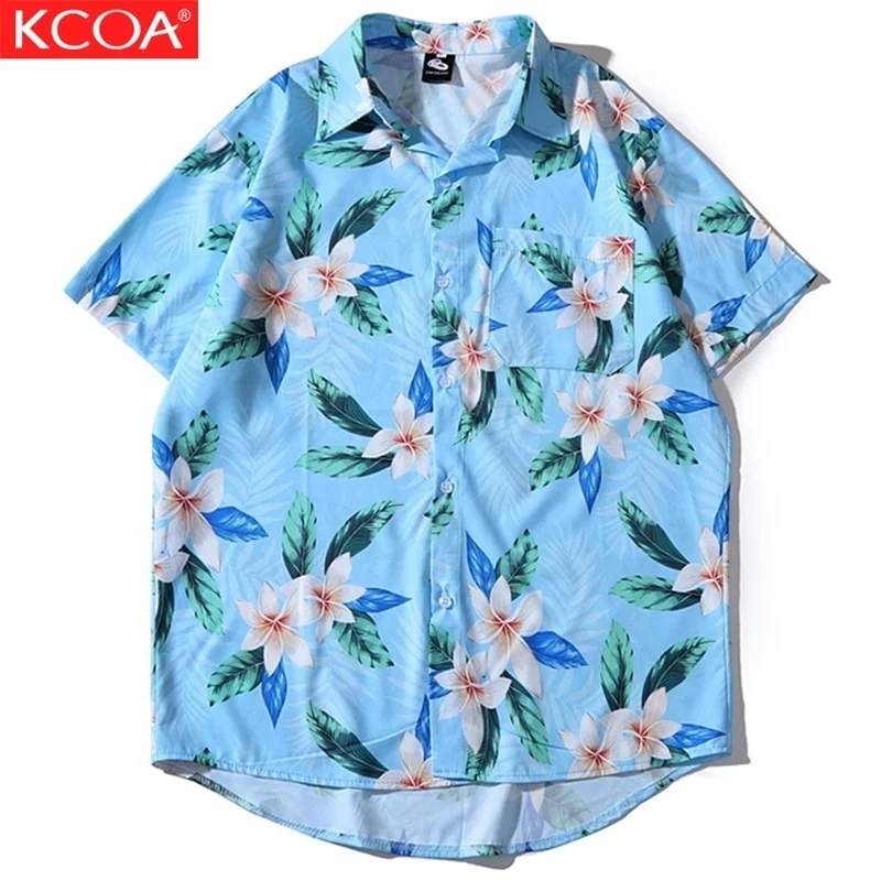 

Ready To Ship Low MOQ Hawaiian sublimation Printed Mens Short Sleeves Shirt