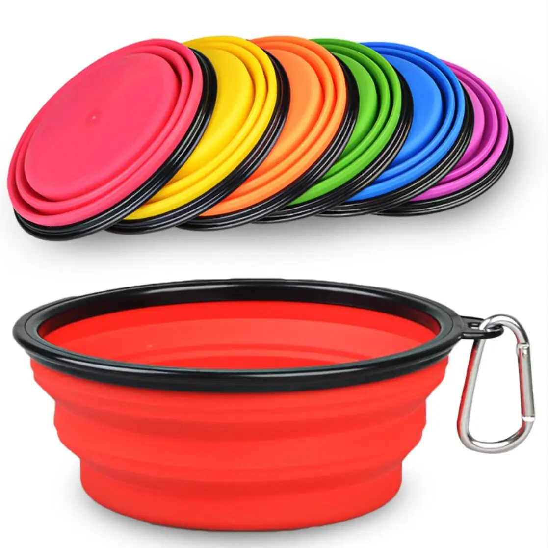 

2021 Hot Free Sample Custom Wholesale Dog Cat Food Water Foldable Travel Bowl Portable Collapsible Silicone Dog Bowl, R,g,b,y,p,p,b