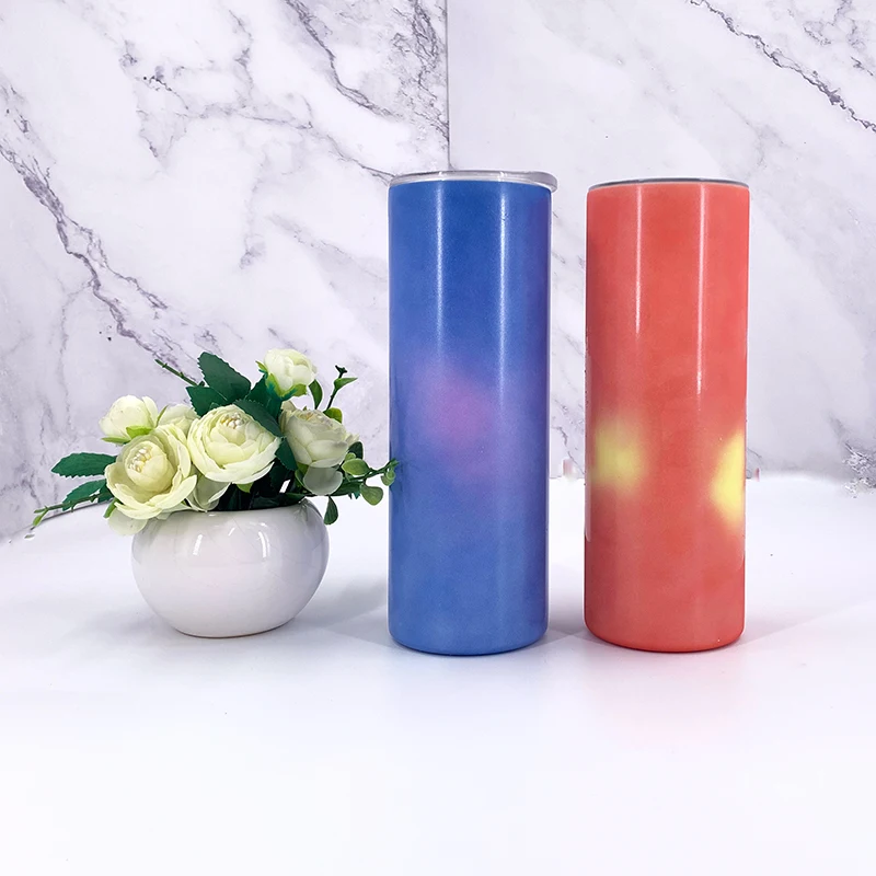 

Newest 20 oz double walled Stainless steel color changing straight tumbler sublimation Temperature sensing tumblers