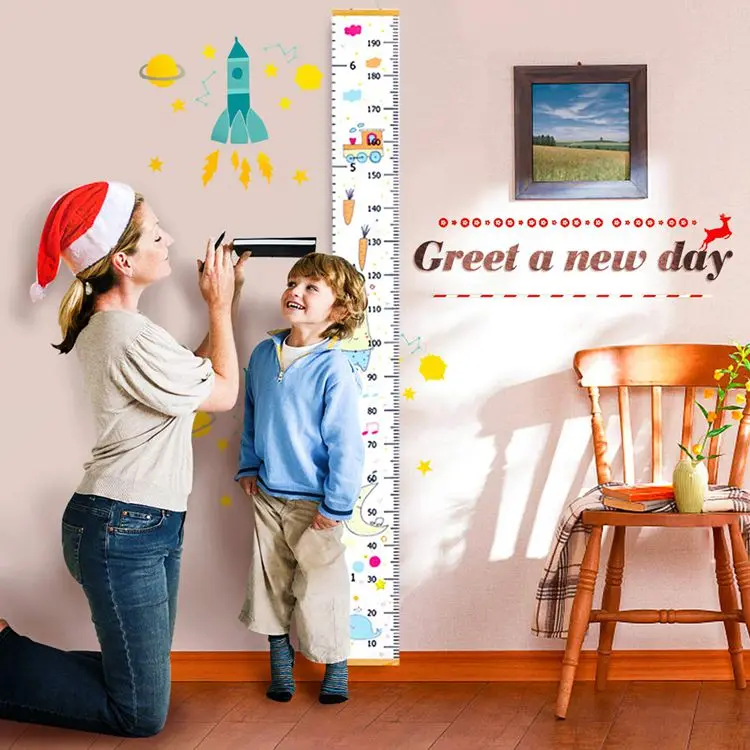 Wall Growth Chart,Canvas And Wood Growth Chart For Kids,Perfect Wall