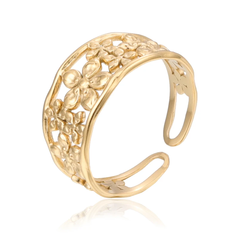 

JR0199 Personalized Flower Ring C Hollow French Ring Fashion Jewelry Free Sample
