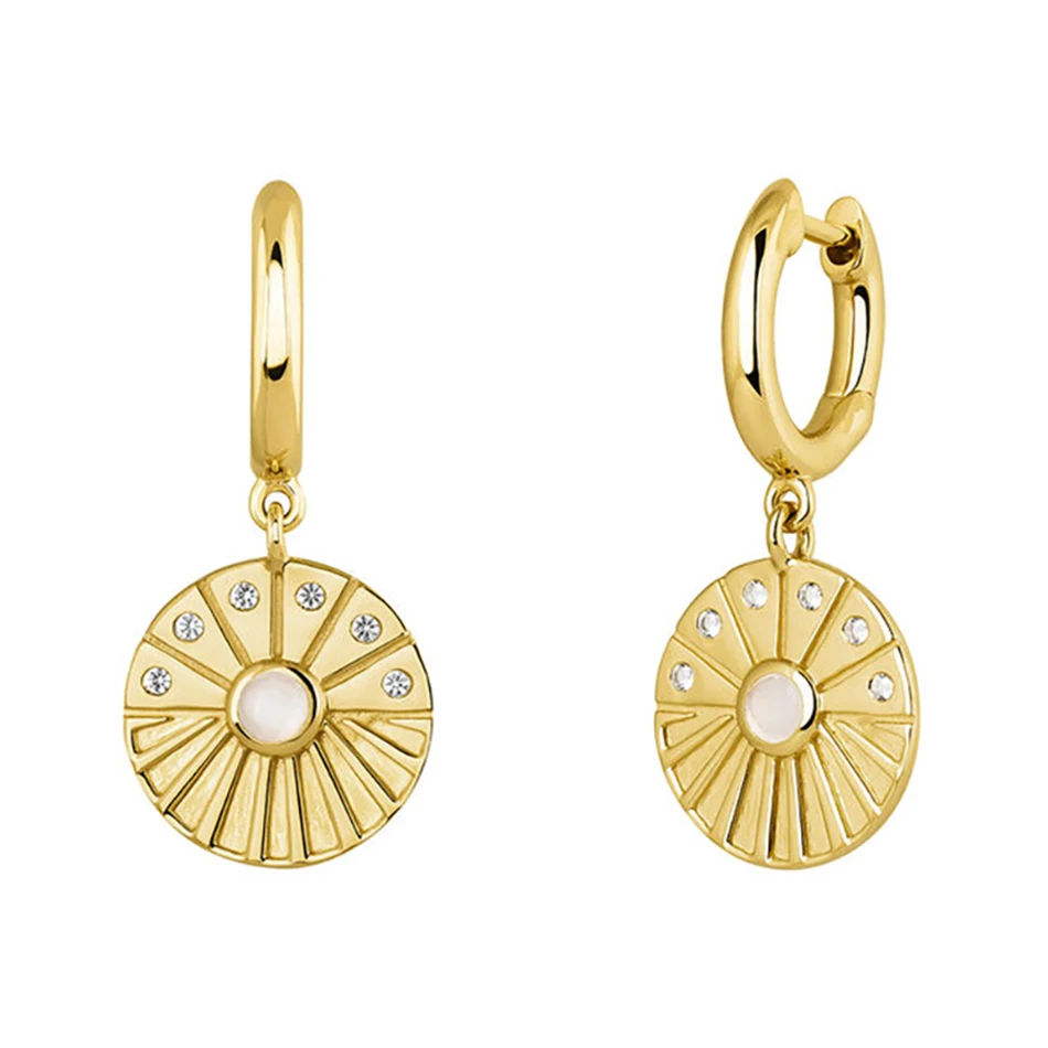 

Wholesale 925 Sterling Silver Gold Plated Circular Pendant Hoop Earrings