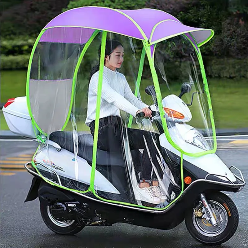 

Hot sale full cover scooter umbrella covered electric bike umbrella waterproof windproof sunshade motorcycle umbrella for rain, Pink/blue/purple