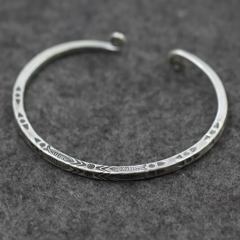 

s925 Silver Hand Carved Vintage Bracelet