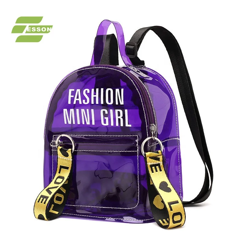 

2021 Fashion jelly PVC mini sweet girls backpacks for women with zipper, Customized