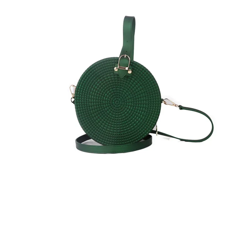

Woman Summer Beach Bag Woven Straw Purse Mini Handbag Round Jelly Bag, As photos or customizable