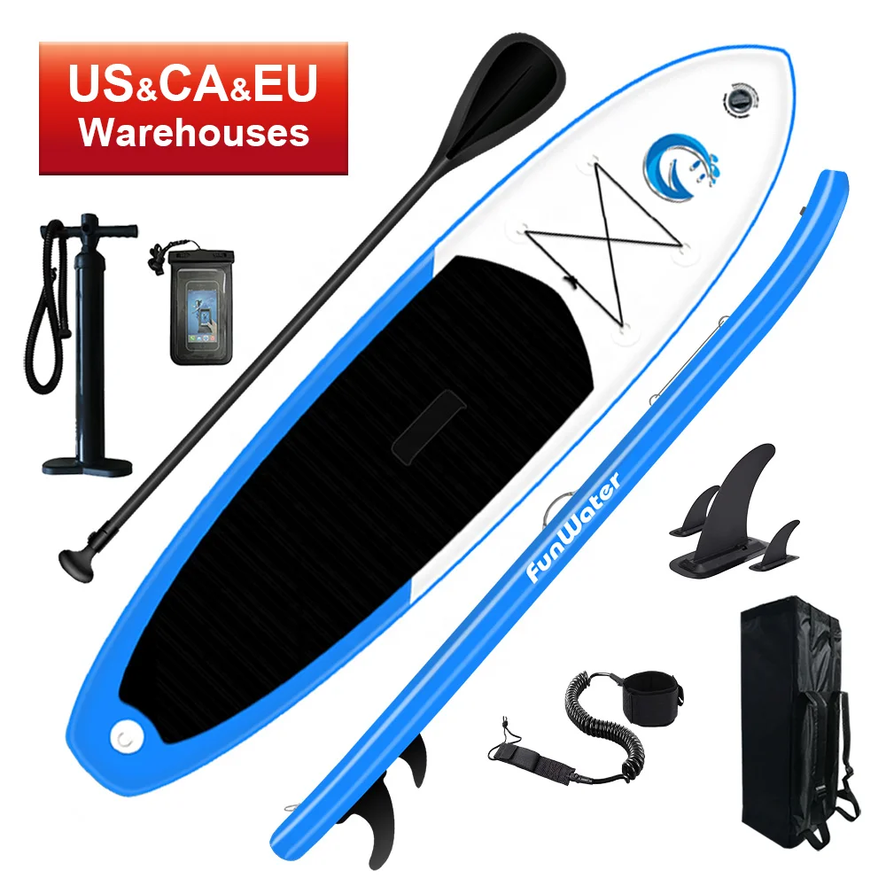 

FUNWATER Free shipping Logo CE inflatable surf stand up paddle board wholesale surfing paddleboard isup surfboard with paddle