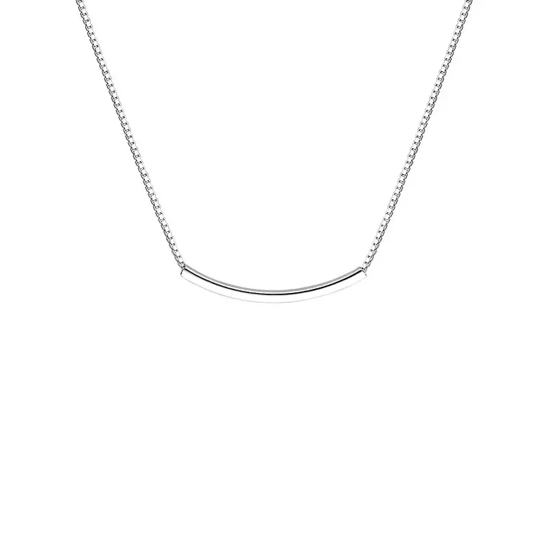 

minimalist style simple curve bar 925 sterling silver necklace