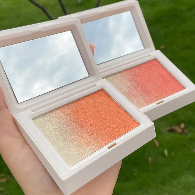 

Gradient color 2 in 1 blush and highlight palette private label natural makeup blush palette