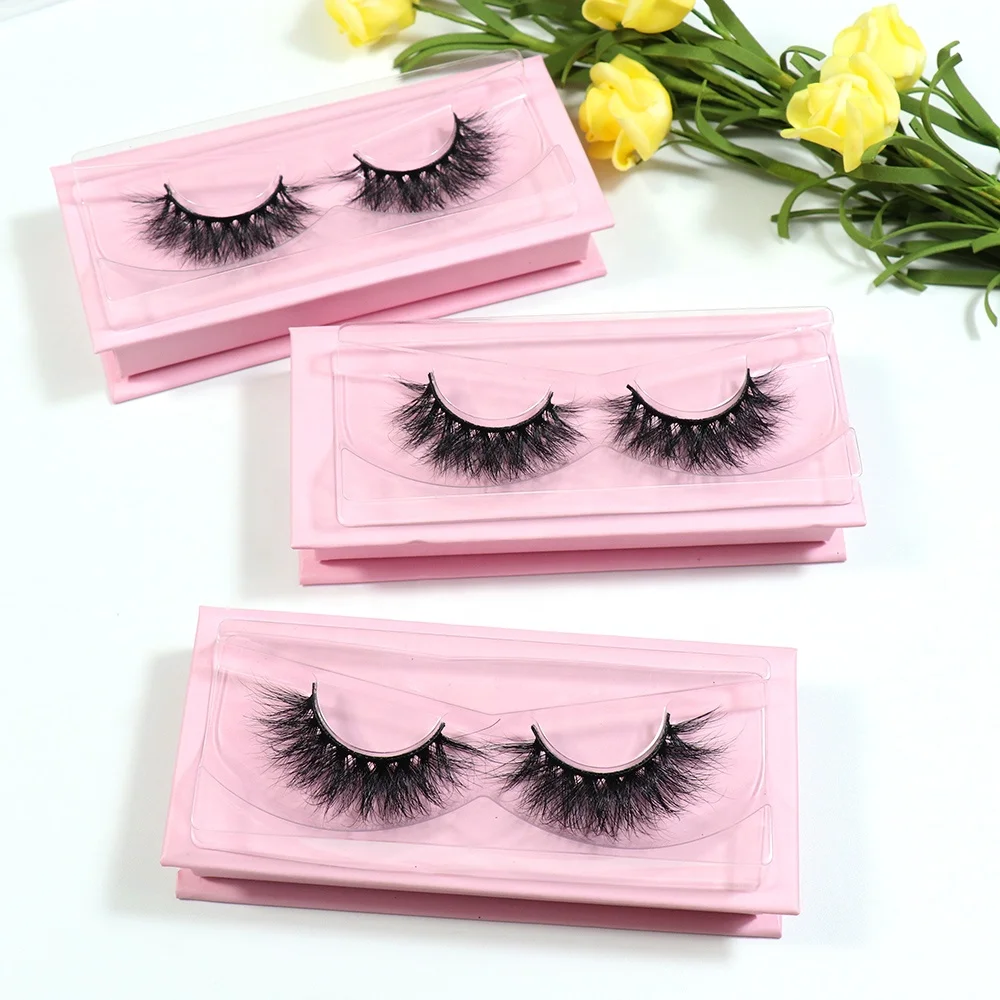 

Handmade vegan luxury fluffy full strip 3D false 25mm real mink eyelashes vendor with personalized packaging
