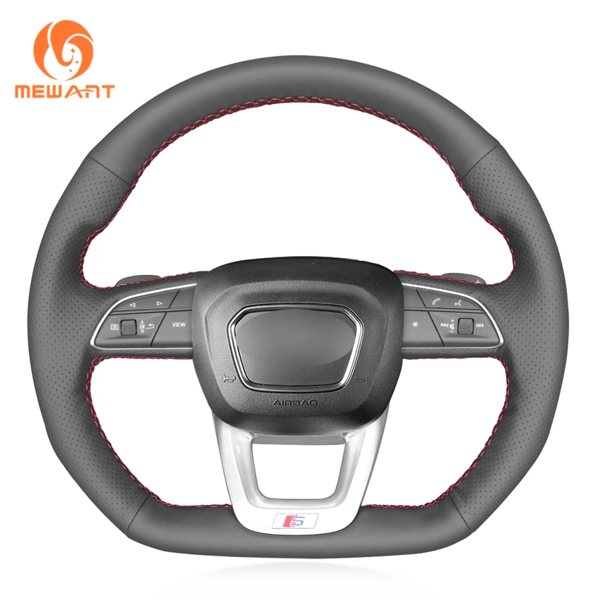 

Hand Stitched Artificial Leather Steering Wheel Cover for Audi Q3 2018-2019 Q5 SQ5 2017-2019 Q7 SQ7 2015-2019 Q8 SQ8 2018