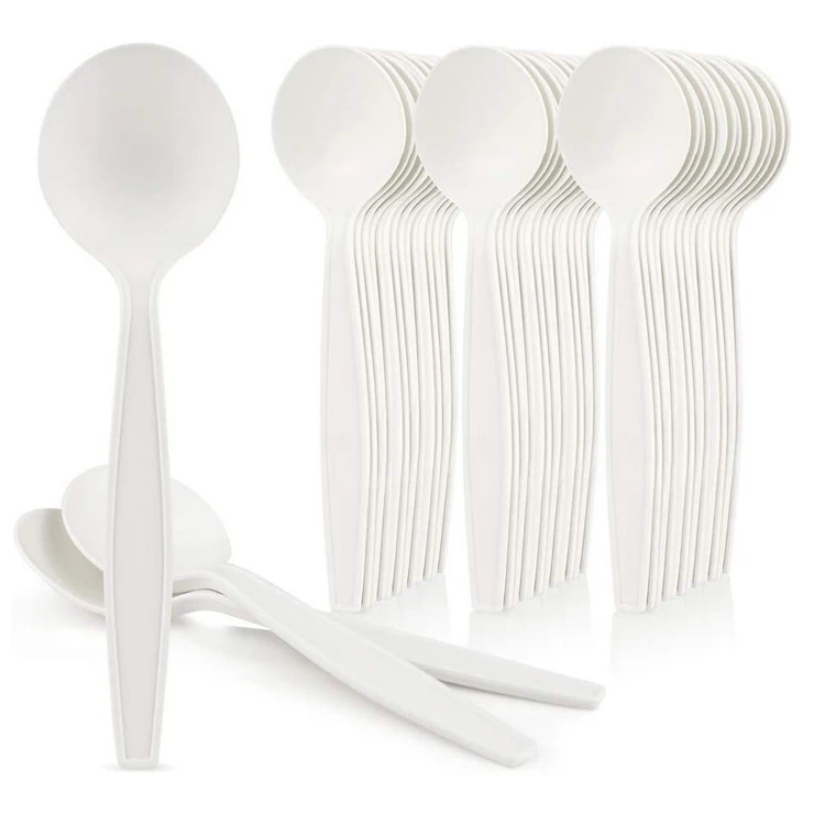 

Eco-Friendly Biodegradable Cornstarch 6inch Disposable Fork Knife Spoons Cutlery Elegant Alternative to Plastic Spoons, Picture