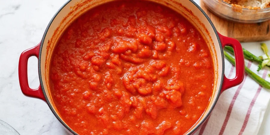 Simmering tomato sauce