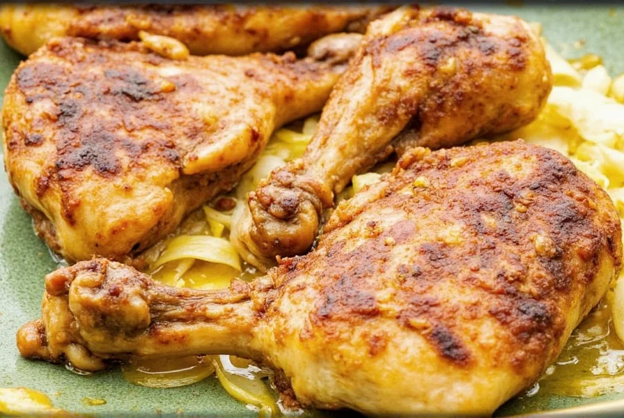 Cajun fried chicken on a plate with spices