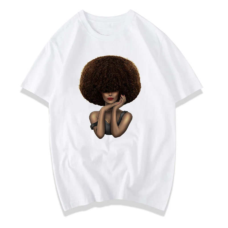 

Black Girl Magic Afro Sticker Strong Descendants of Queens Slaves African Melanin Woman Camisas Mujer