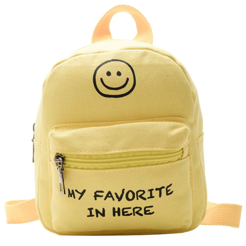 

Hot Sale Canvas Student Bag Schoolbag Six Color For Teenager High Quality Smile Face Child Backpack Bag
