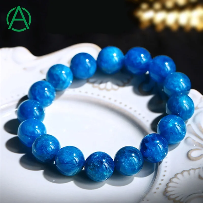 

ArthurGem Genuine AAAAA Quality Blue Apatite Bracelets Natural Healing Crystal Blue Apatite Gemstone Bracelet for Women Men