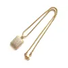 Golden luxury Rectangular Pendant diamond jewelry