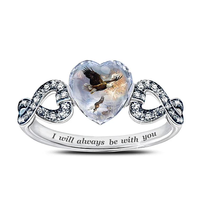 

Hip Hop Punk Ring Eagle Ring Heart Shaped Crystal Jewelry Ring Women's