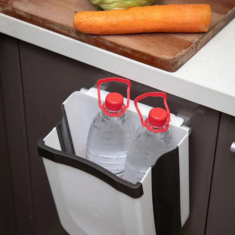 
Hanging Garbage Can Wall Mounted Folding Waste Bin Kitchen Cabinet Door Hanging Trash Can 