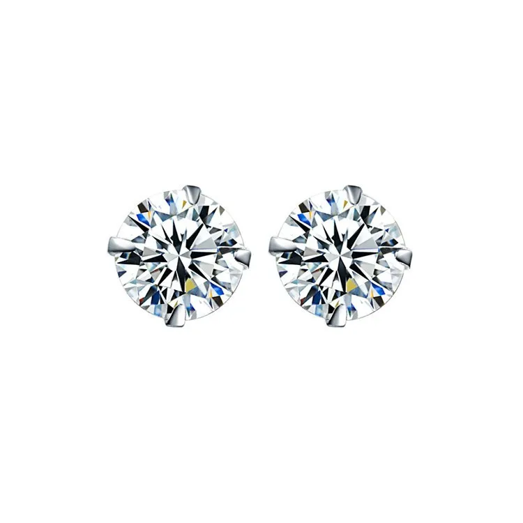 

FDshine Wholesale new white rhinestone S925 sterling silver earrings men and women zircon ear bone studs perforated jewelry