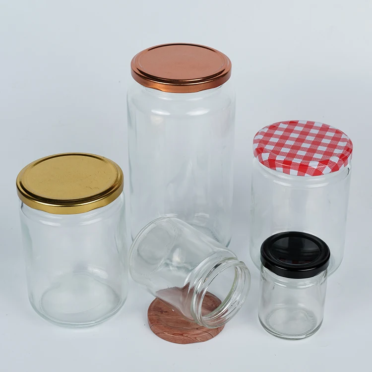 

Wholesale 25ml-500ml round shape glass jar for honey jam jelly with metal lid