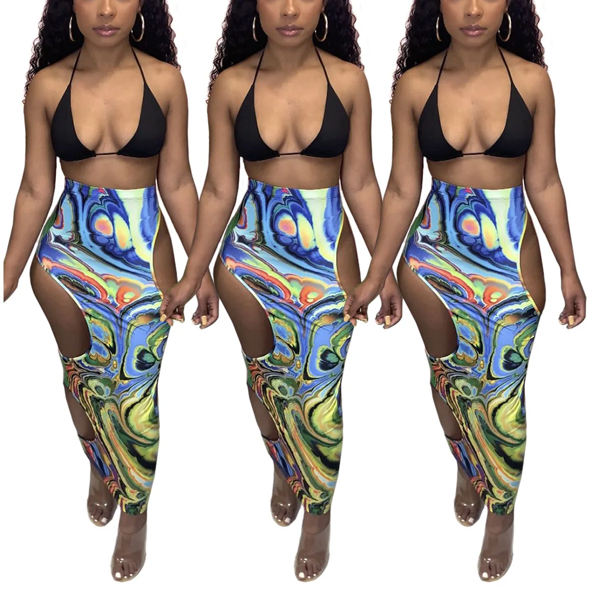 

FS3363D new arrivals girls' skirt sexy prined hollow out women club wear skirts