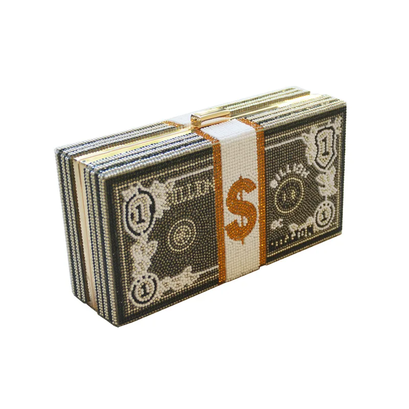 
Manufacturer new design money bag purse rhinestone beaded billion handbag party evening clutch ladies 2020 