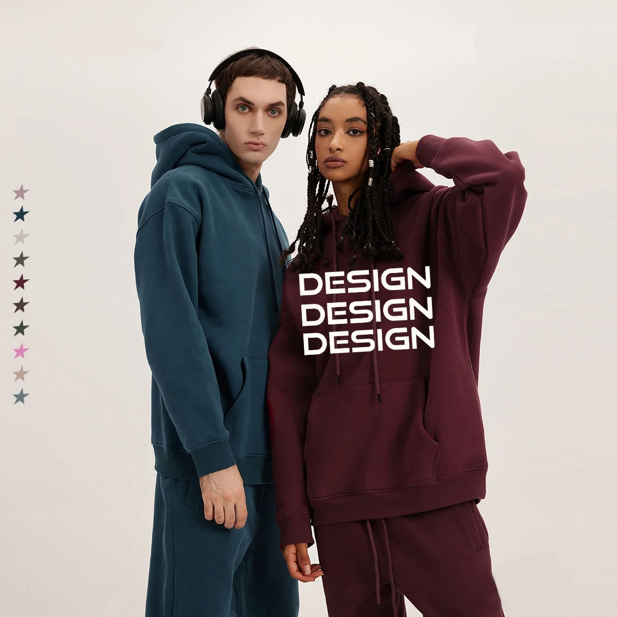Wholesale Custom Logo Unisex 500GSM Heavyweight Fleece 100% Cotton Oversized Pullover Hoodie Sets Anti-Wrinkle Waterproof