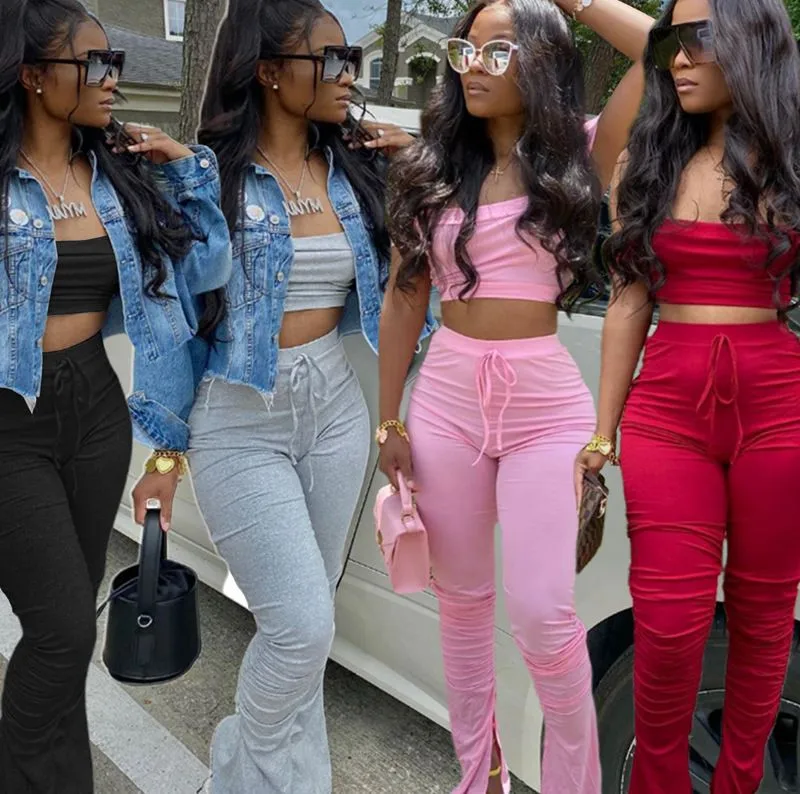 

Women's 2 Piece Set Stacked Trousers Jogger Pants Sweatpants Jumpsuits Rompers Two Piece Set Plus Size Clothing Outfits