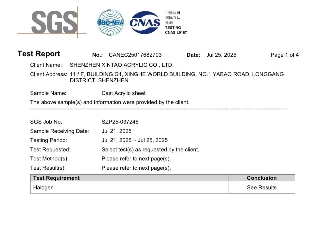 Certified Test Reports