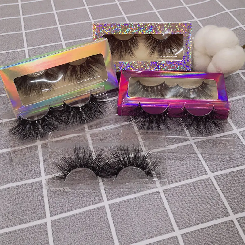 

wholesale vendor 25mm 5d mink eyelash 3d 100% real mink lashes extensions bulk customized false eyelashes and packaging boxe, Black