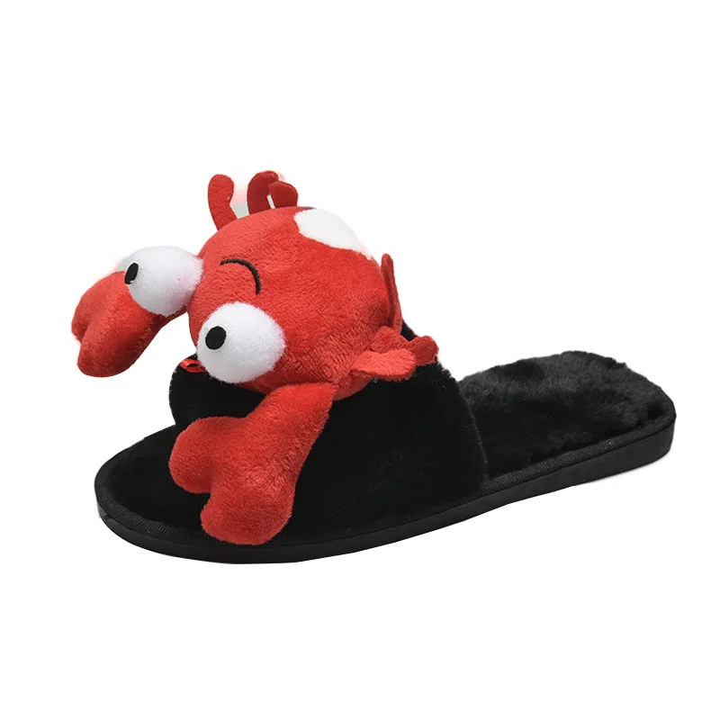 

Cotton Slippers Women's Autumn and Winter New Style Personality Crayfish Crab Slippers Home Warm Fashion Cotton Slippers, Black/white