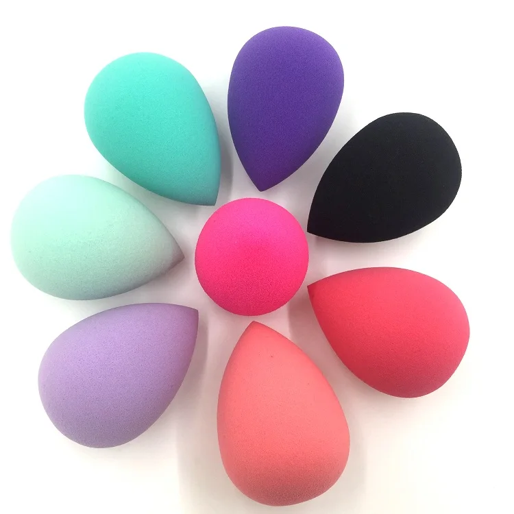 

Factory Direct Sale in Stock Low MOQ Vegan Makeup Sponge Blender Set for Facial Make up with Pvc Box Case Purple Yellow