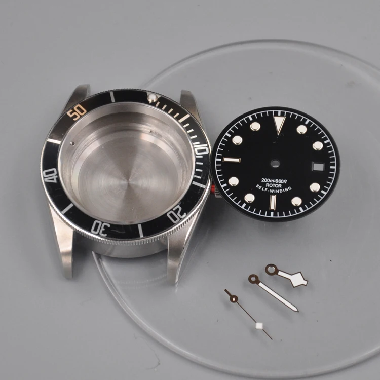 

41mm dial hands 316L stainless steel sapphire crystal Fit ETA 2836 Miyota 821sreies NH35 NH35A movement Watches Case part, Silver