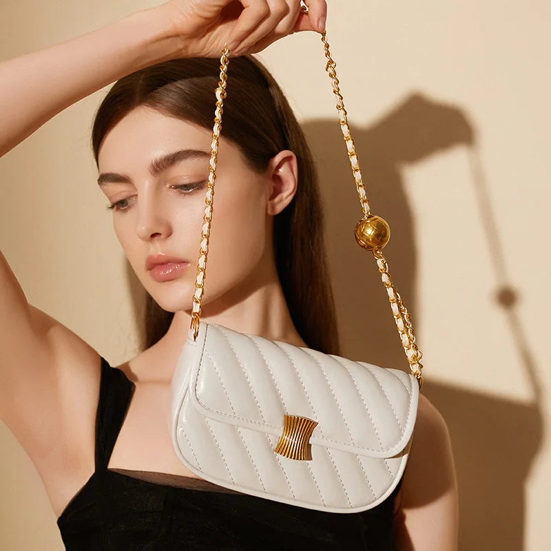 

bolsos para mujeres Genuine Leather white chain shoulder Messenger bags for women luxury 2023 handbags ladies