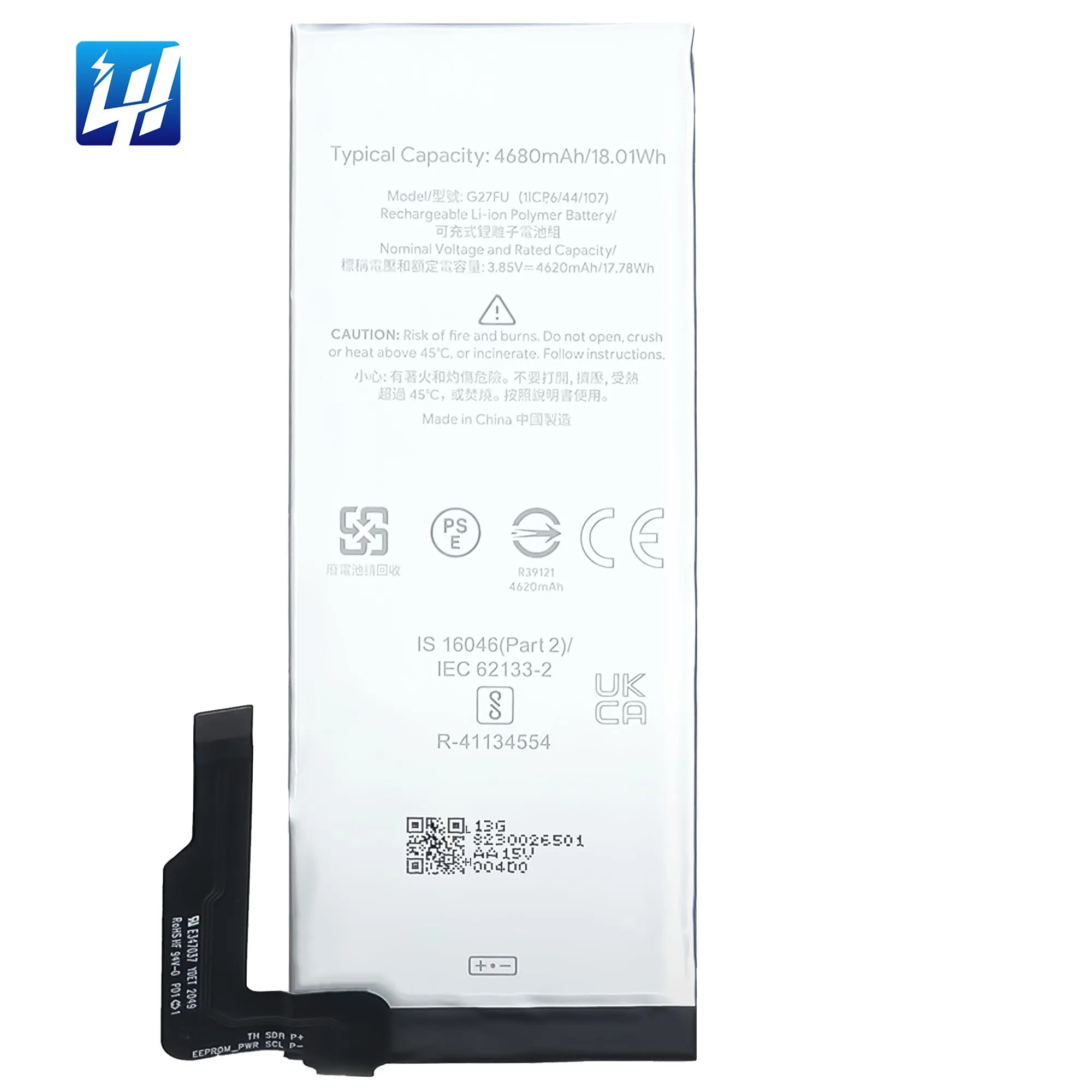 

3.87V 4600mAh Li-po rechargeable replacement SmartPhone battery G27FU for Pixel 5A Pixel 5A 5G