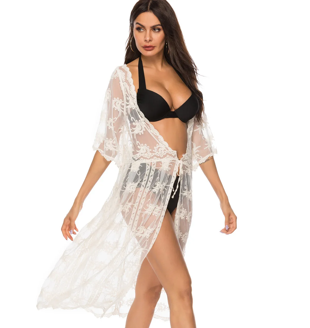 

2021 Wholesale Bikini Cover Up White Beachwear Cover Up Women's Swimsuit Dress Cover Ups With High Quality, As shown in the pic