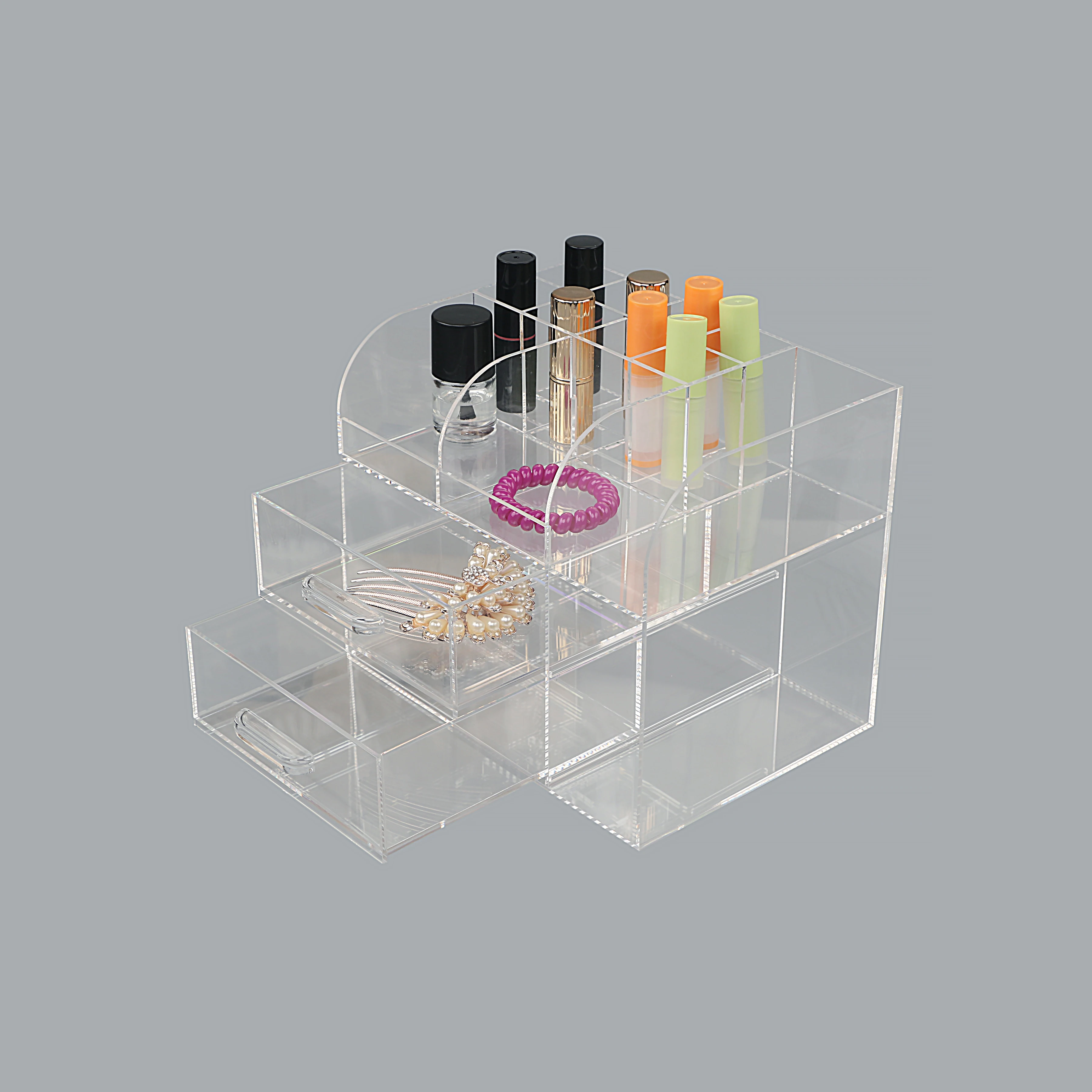 

Acrylic Drawer Plastic Makeup Brush Table Organizer Box Case, Transparent