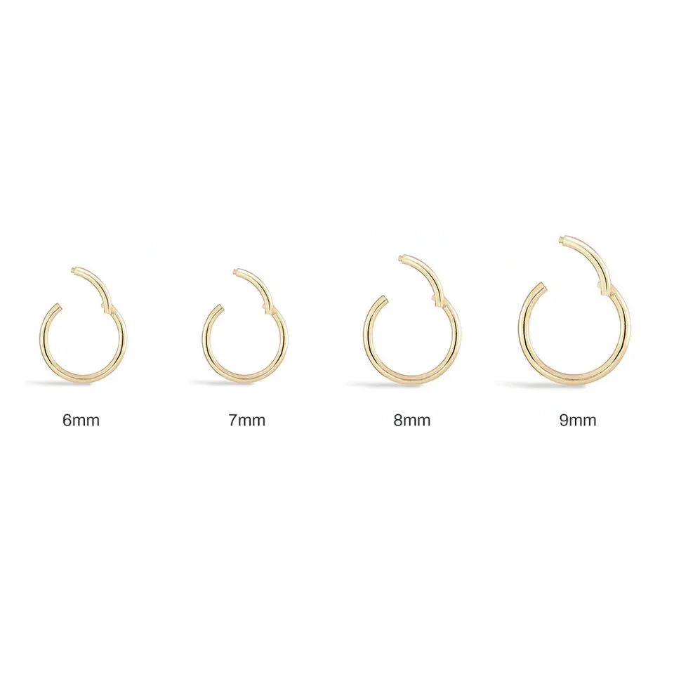 925 sterling silver different size round gold plated hoop earrings for women cartilage piercing earrings nose ring jewelry