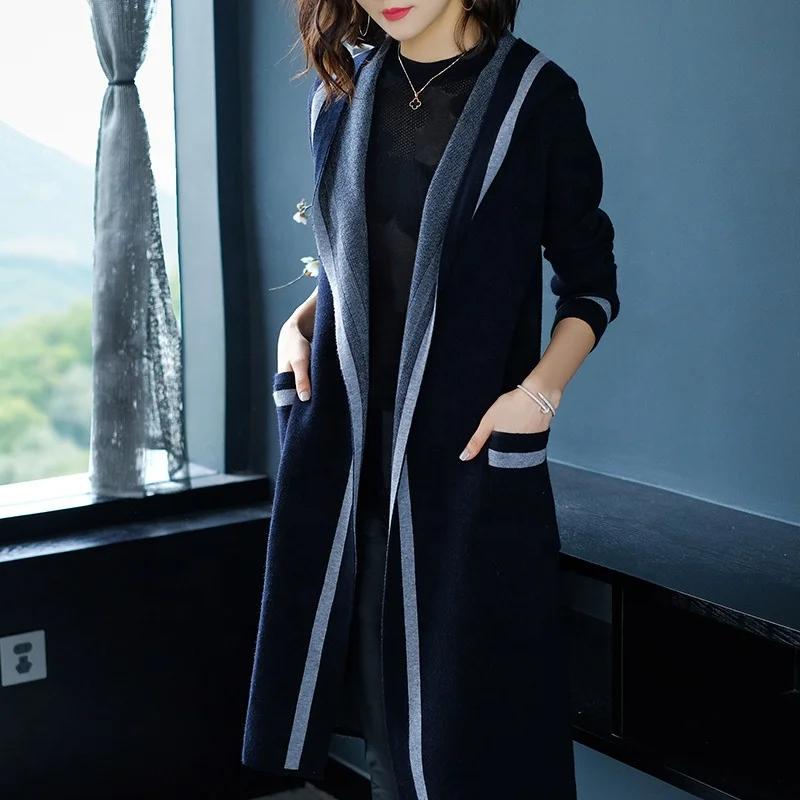 

B60639A Autumn new Korean striped hoodie neck sweater long fashion sweater, Picture