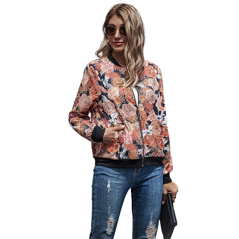 

Women's jacket 2021 printed long-sleeve zipper baseball uniform Coat, Picture