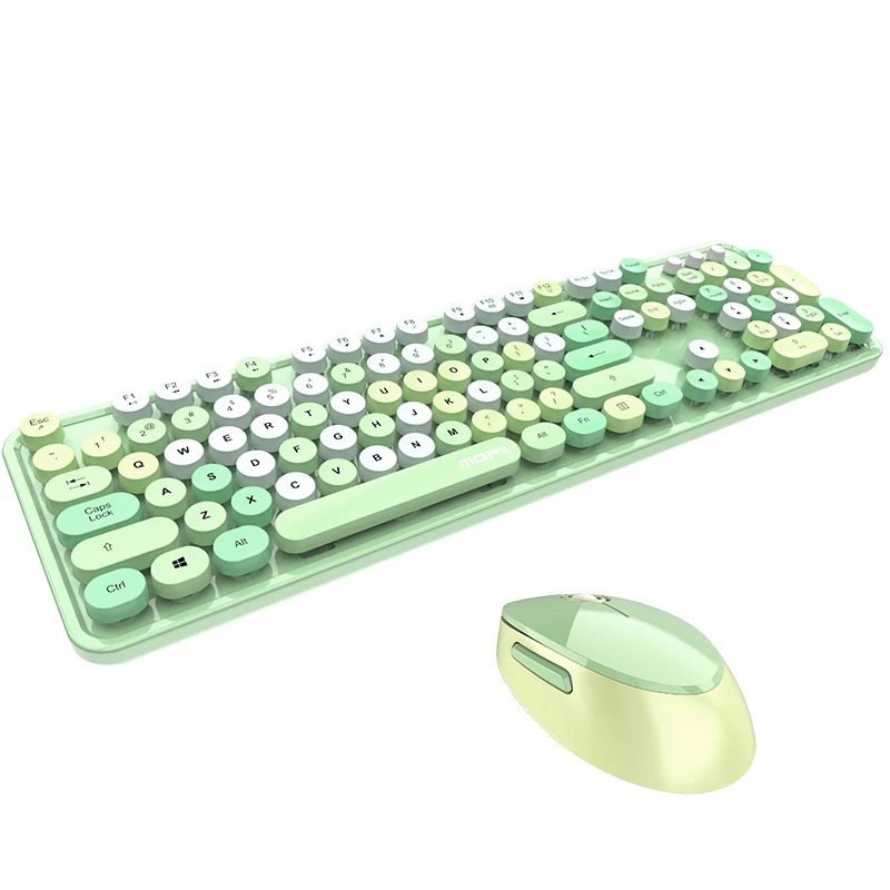 

Sweet Mixed Color Cute Portable 2.4Ghz Wireless Keyboard and Mouse Set Girl Universal Desktop Keyboard and Mouse, Green/blue/pink/red