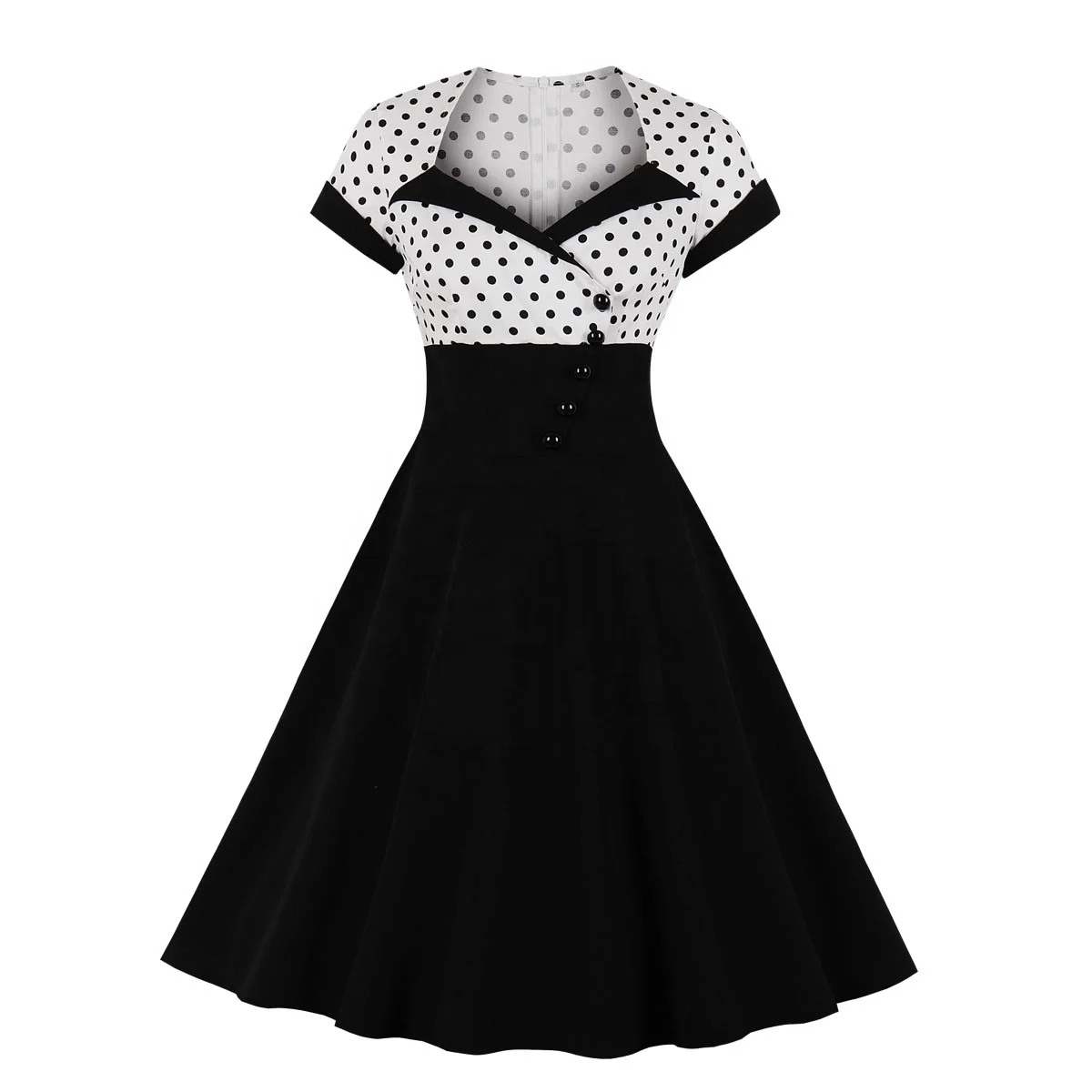 

MXN-2091 Wholesale Amazon hot sales women black and white polka dots dress